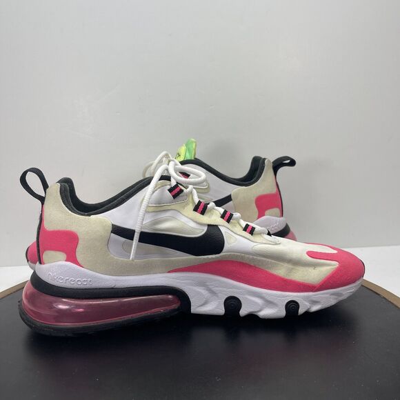 Nike Air Max 270 Running Shoes Women Size 9 React Hyper Pink  Neon White Lace up - Picture 8 of 12
